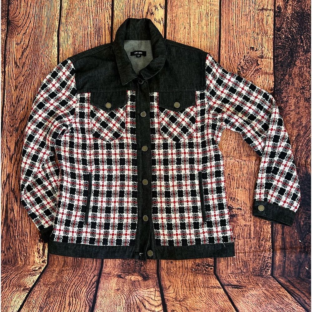 Saint + Sofia Denim Boucle‎ Jacket Size 10